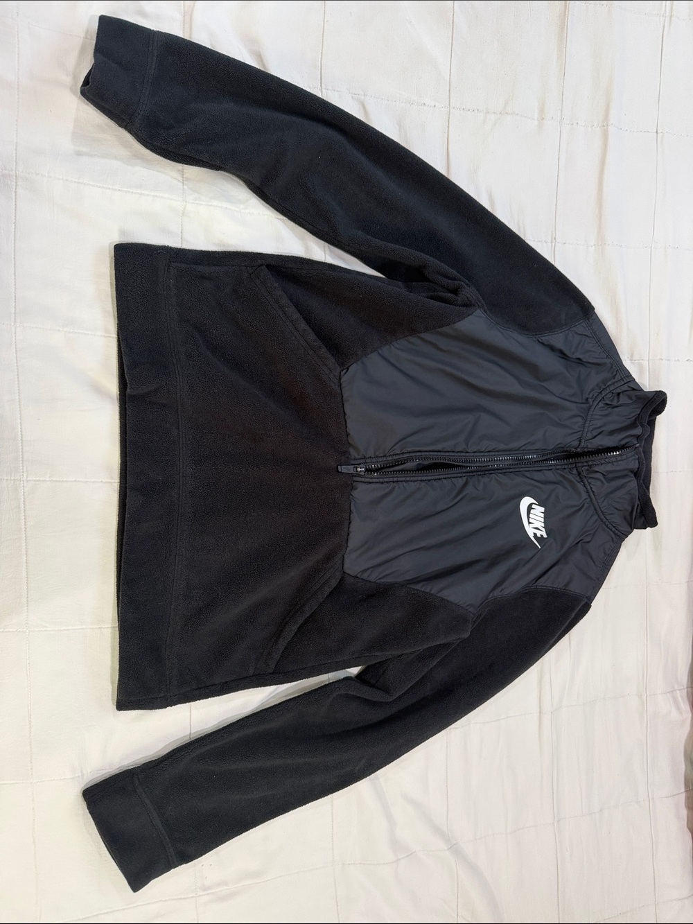 Nike Black Fleece Half-Zip with White Logo